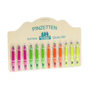 Pinzetta inox colorata/punta obliqua fluo display da 12 pz - immagine 1